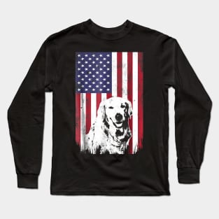 4th Of July Golden Retriever American Flag T Shirt Patriotic Long Sleeve T-Shirt